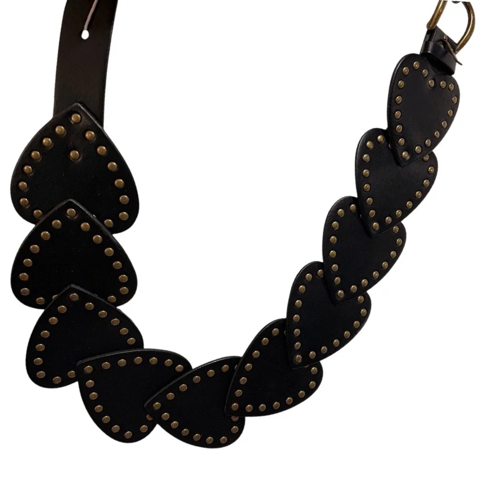 Mango Studded Heart Belt XS/S‎ Black Fairy Grunge Y2K Concert Western NWT